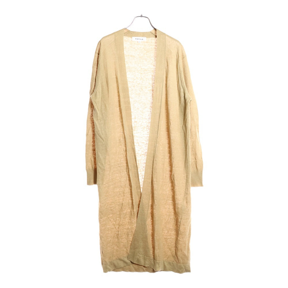 ENFOLD(エンフォルド) リネン ロング ニットカーディガン ブラウン レディース 300BS270-6270