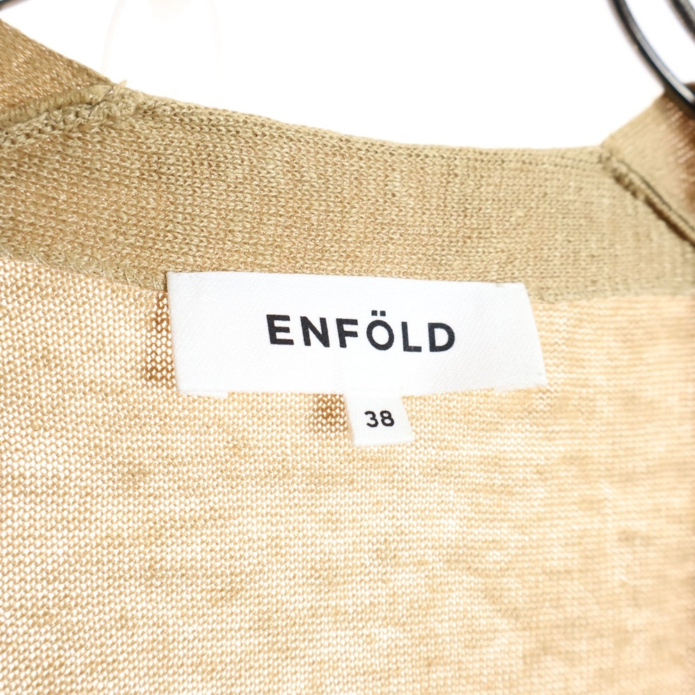 ENFOLD(エンフォルド) リネン ロング ニットカーディガン ブラウン レディース 300BS270-6270
