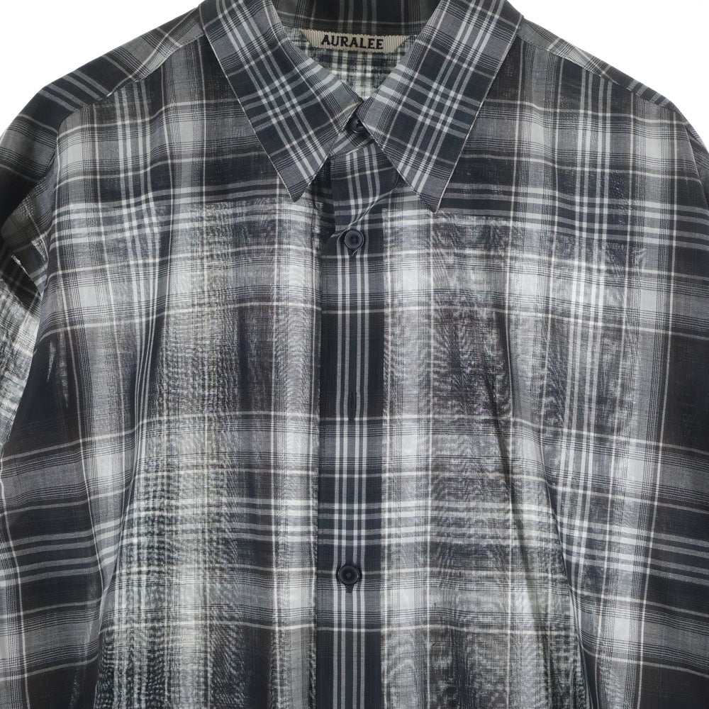 AURALEE(オーラリー) 21AW WOOL RECYCLED POLYESTER CLOTH SHIRTS A21AS01EM ウール混 チェック 長袖シャツ ブラック/グレー
