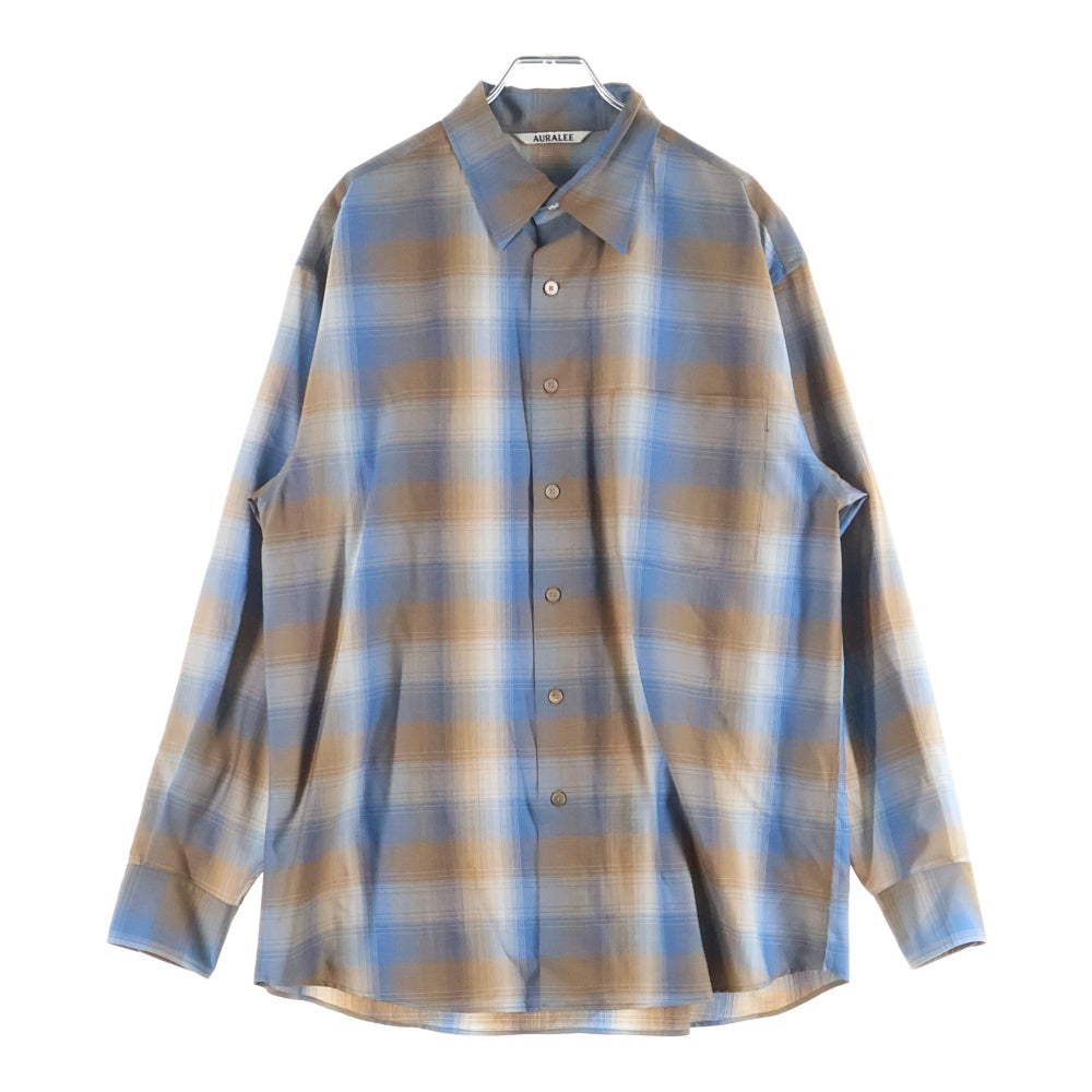 AURALEE(オーラリー) 23SS SUPER LIGHT WOOL CHECK SHIRT A23SS01LC スーパーライトウール チェック 長袖シャツ ブラウン/ブルー