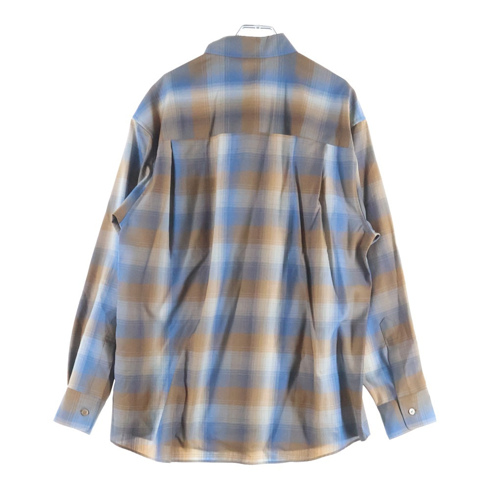 AURALEE(オーラリー) 23SS SUPER LIGHT WOOL CHECK SHIRT A23SS01LC スーパーライトウール チェック 長袖シャツ ブラウン/ブルー