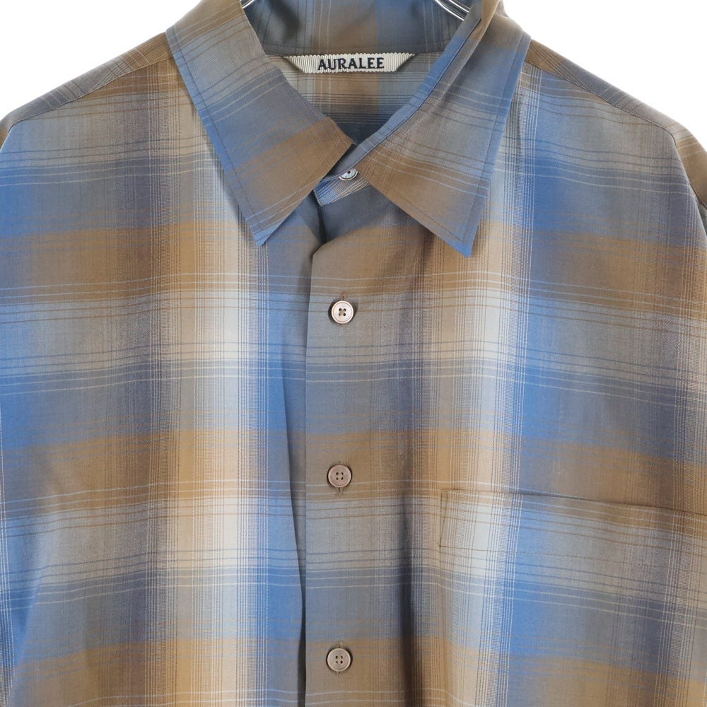 AURALEE(オーラリー) 23SS SUPER LIGHT WOOL CHECK SHIRT A23SS01LC スーパーライトウール チェック 長袖シャツ ブラウン/ブルー