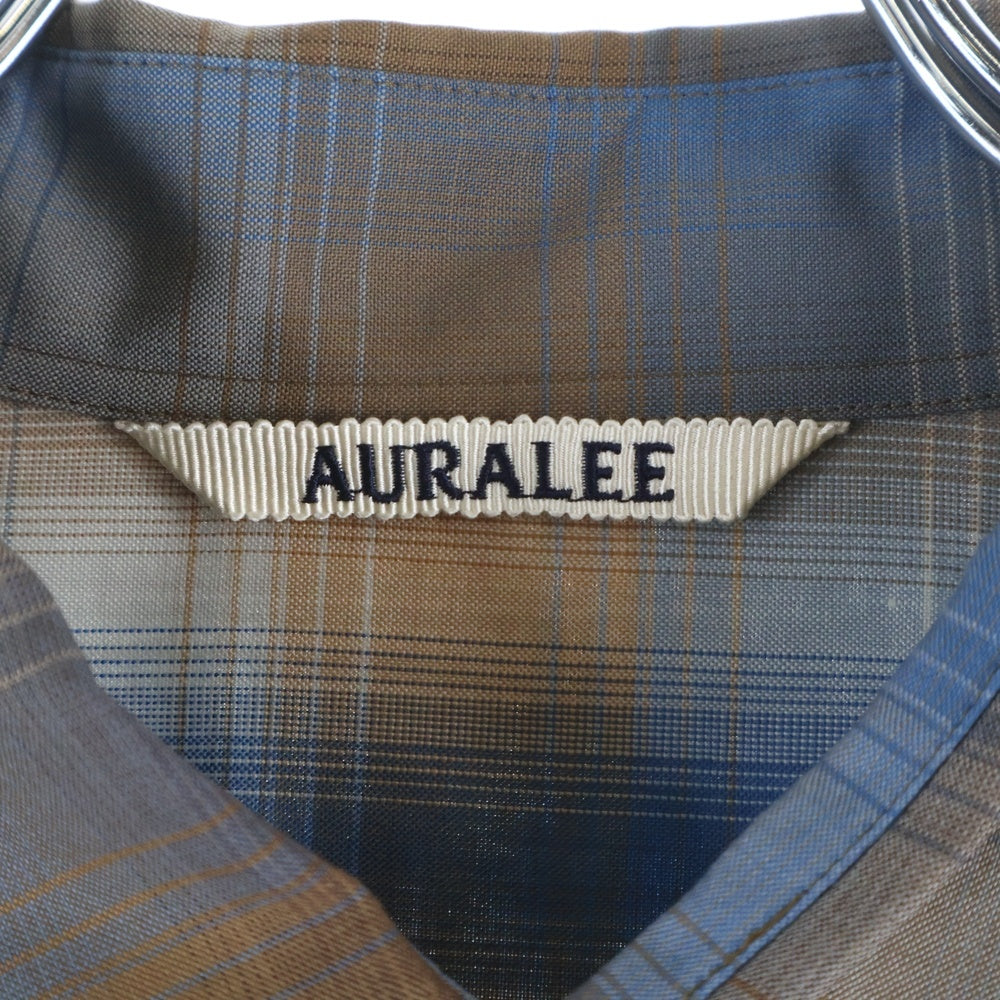 AURALEE(オーラリー) 23SS SUPER LIGHT WOOL CHECK SHIRT A23SS01LC スーパーライトウール チェック 長袖シャツ ブラウン/ブルー