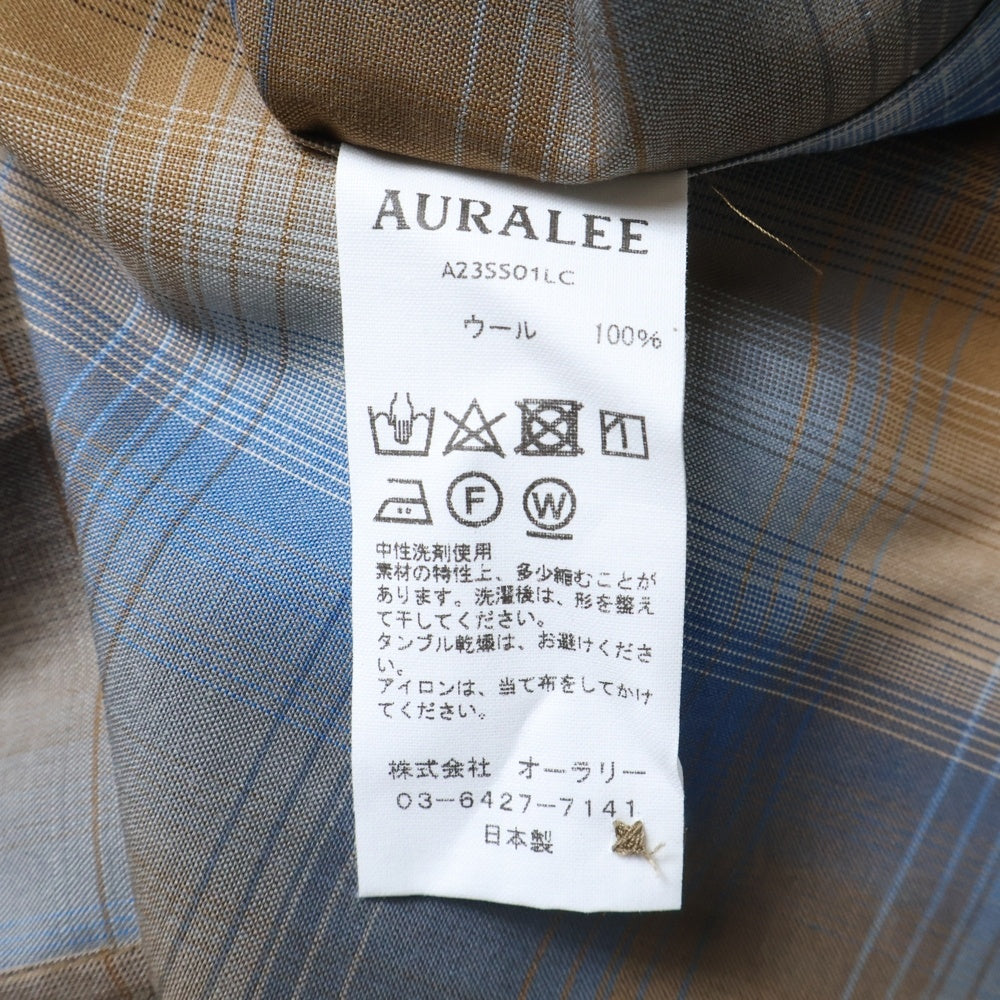 AURALEE(オーラリー) 23SS SUPER LIGHT WOOL CHECK SHIRT A23SS01LC スーパーライトウール チェック 長袖シャツ ブラウン/ブルー