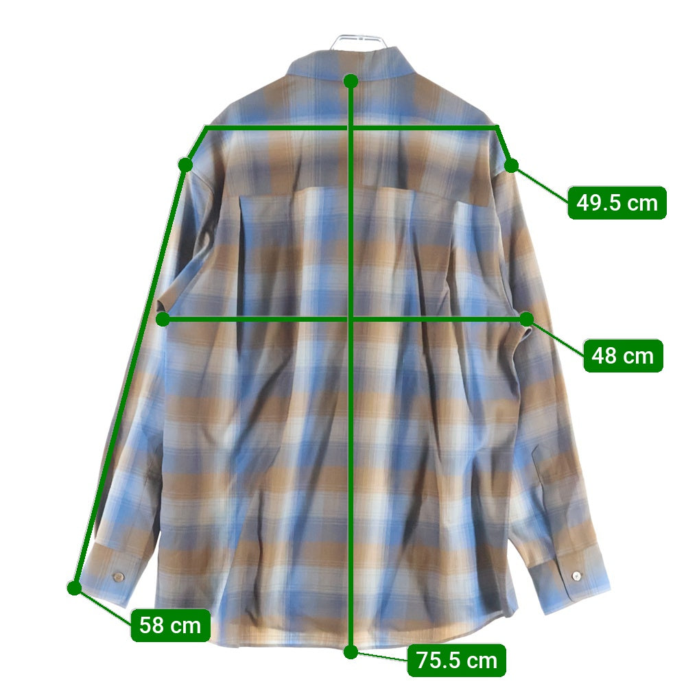 AURALEE(オーラリー) 23SS SUPER LIGHT WOOL CHECK SHIRT A23SS01LC スーパーライトウール チェック 長袖シャツ ブラウン/ブルー