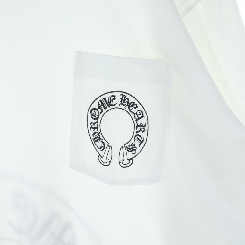 CHROME HEARTS(クロムハーツ) Horseshoe Arm Floral L/S Tee バックホースシュー アームフローラル 長袖Tシャツ ホワイト