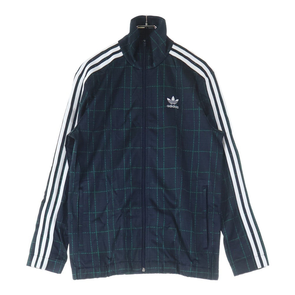 adidas(アディダス) チェック トラックジャケット ネイビー/グリーン ED6134