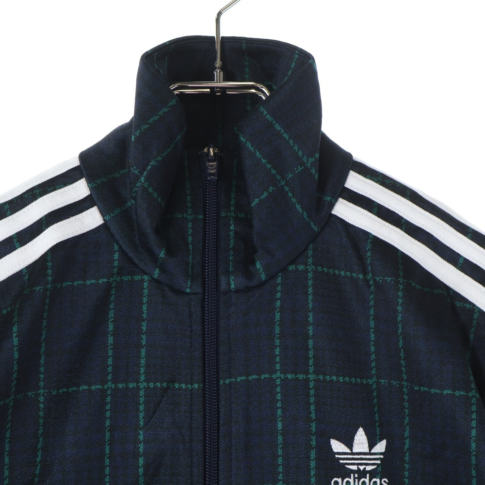 adidas(アディダス) チェック トラックジャケット ネイビー/グリーン ED6134