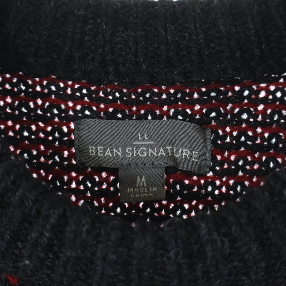 L.L.Bean(エルエルビーン) ウール クルーネック ニット セーター レッド/ネイビー 266472