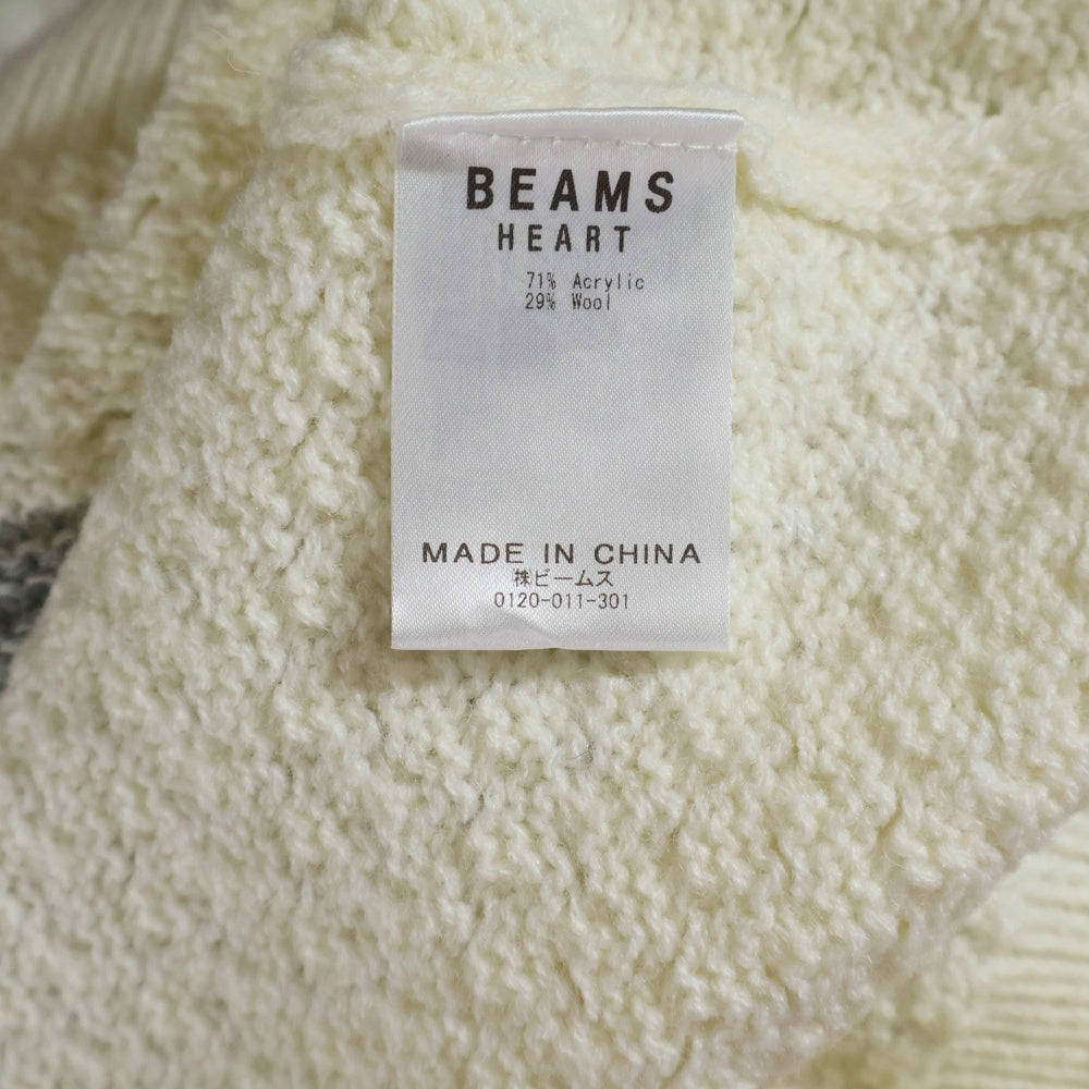 BEAMS HEART(ビームス ハート) タートルネック ニット セーター グレー/アイボリー 42-15-0147-803-15-18