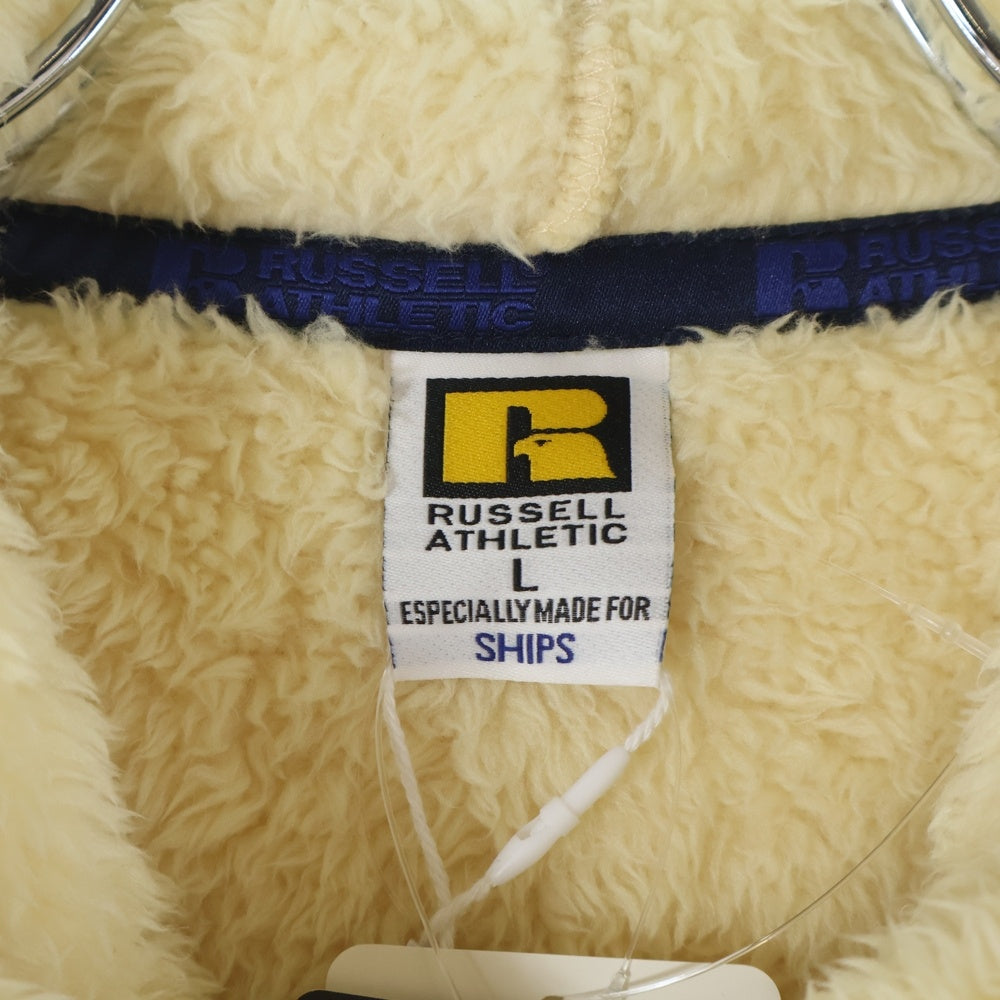 RUSSELL ATHLETIC(ラッセルアスレチック) SHIPS別注 ジップアップ ボアフーディ フリースジャケット アイボリー RC-19290SH