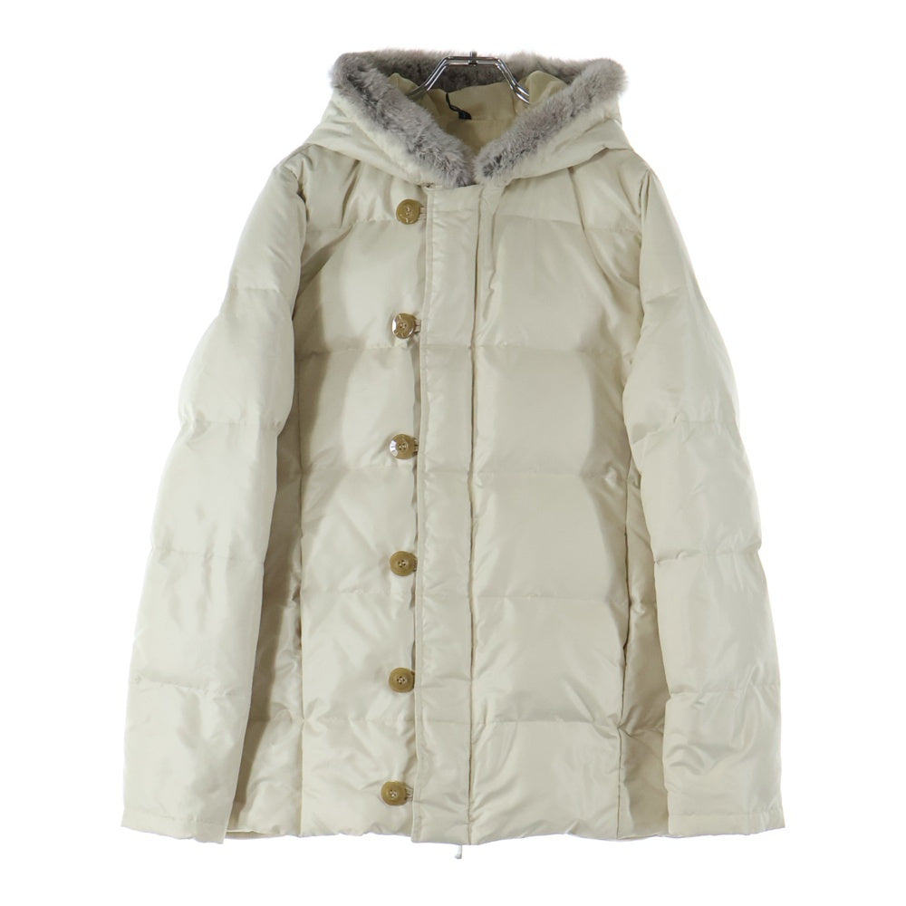 glamb(グラム) ラビットファー ジップアップ ダウンジャケット アイボリー GB09AT