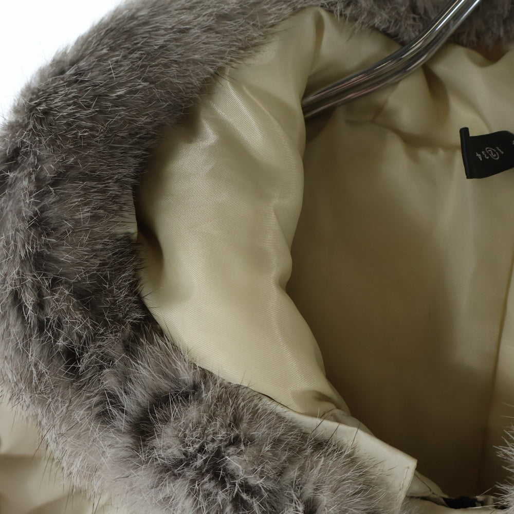 glamb(グラム) ラビットファー ジップアップ ダウンジャケット アイボリー GB09AT