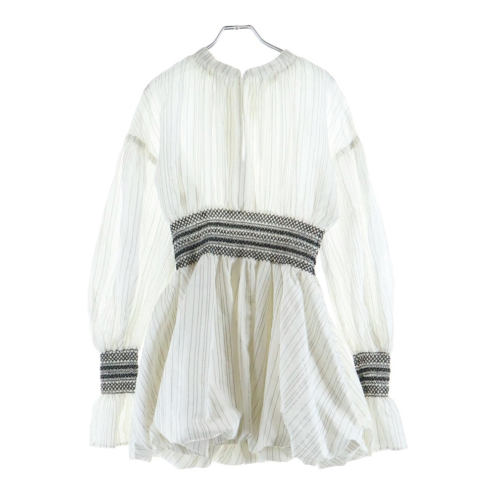 CLANE(クラネ) スモッキング ストライプ ワンピース 16122ー4012 レディース ホワイト