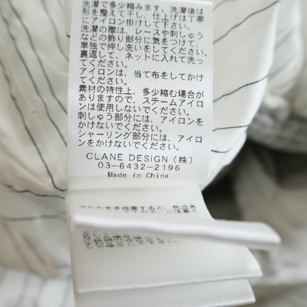 CLANE(クラネ) スモッキング ストライプ ワンピース 16122ー4012 レディース ホワイト