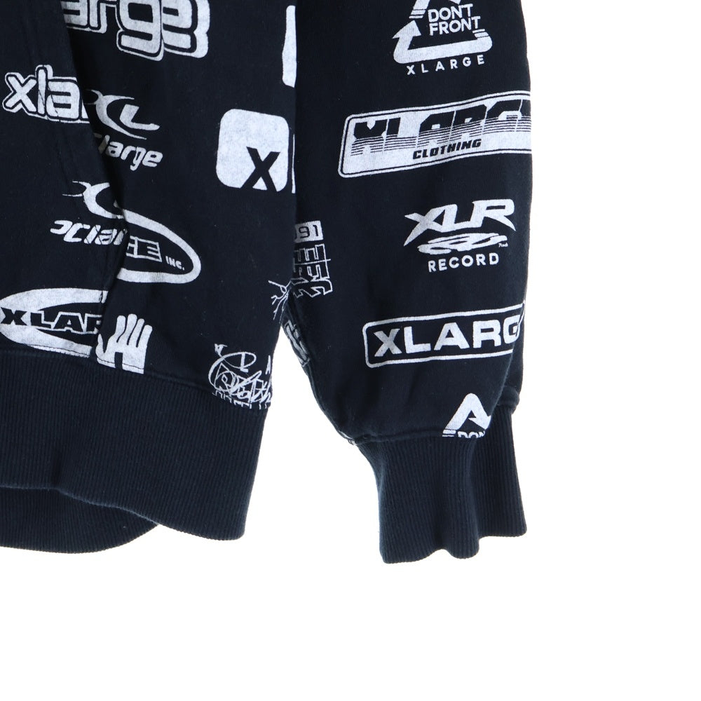 X-LARGE(エクストララージ) 総柄ロゴ プルオーバー スウェット パーカー 01193225 ブラック