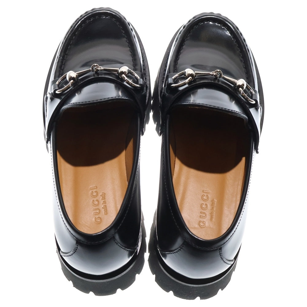 GUCCI(グッチ) ホースビット レザー 厚底 ローファー ブラック レディース 764211