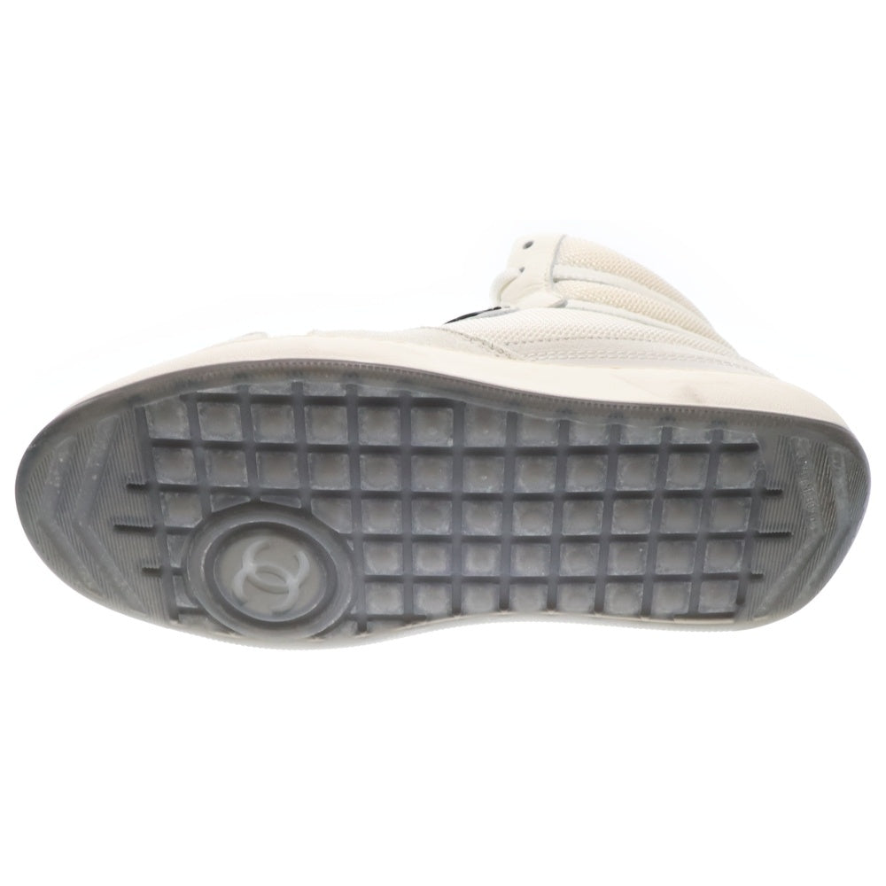 CHANEL(シャネル) ココマーク ファブリック レザー ハイカットスニーカー ホワイト レディース G38804