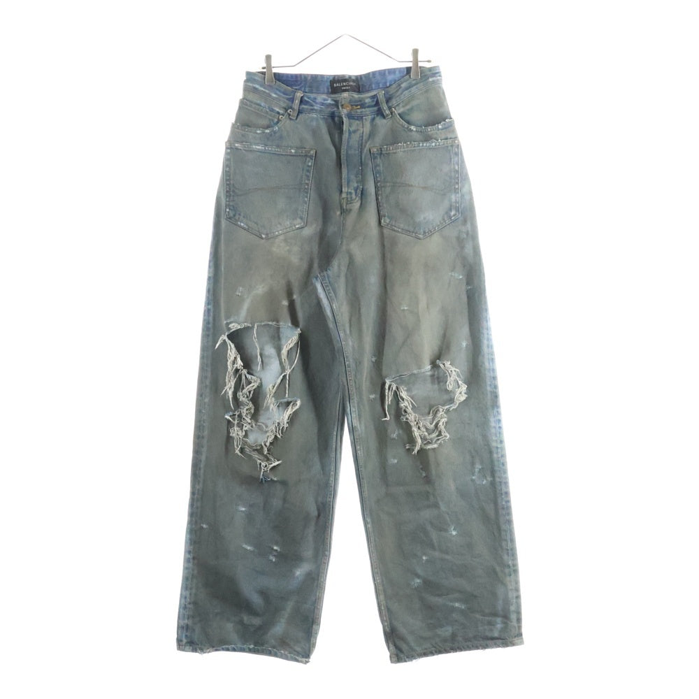 BALENCIAGA(バレンシアガ) 23AW PATCHED POCKET BAGGY JEANS 751111 ダメージ加工 バギーデニムパンツ インディゴ