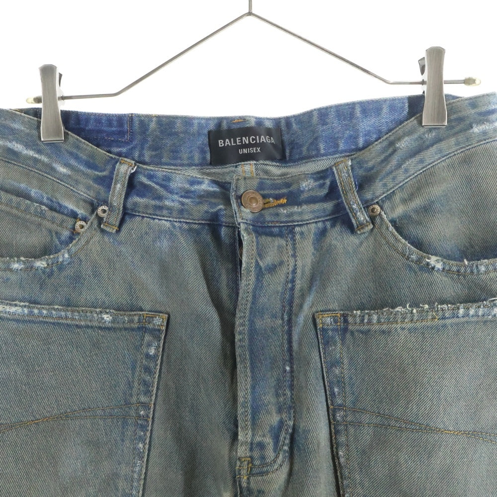 BALENCIAGA(バレンシアガ) 23AW PATCHED POCKET BAGGY JEANS 751111 ダメージ加工 バギーデニムパンツ インディゴ