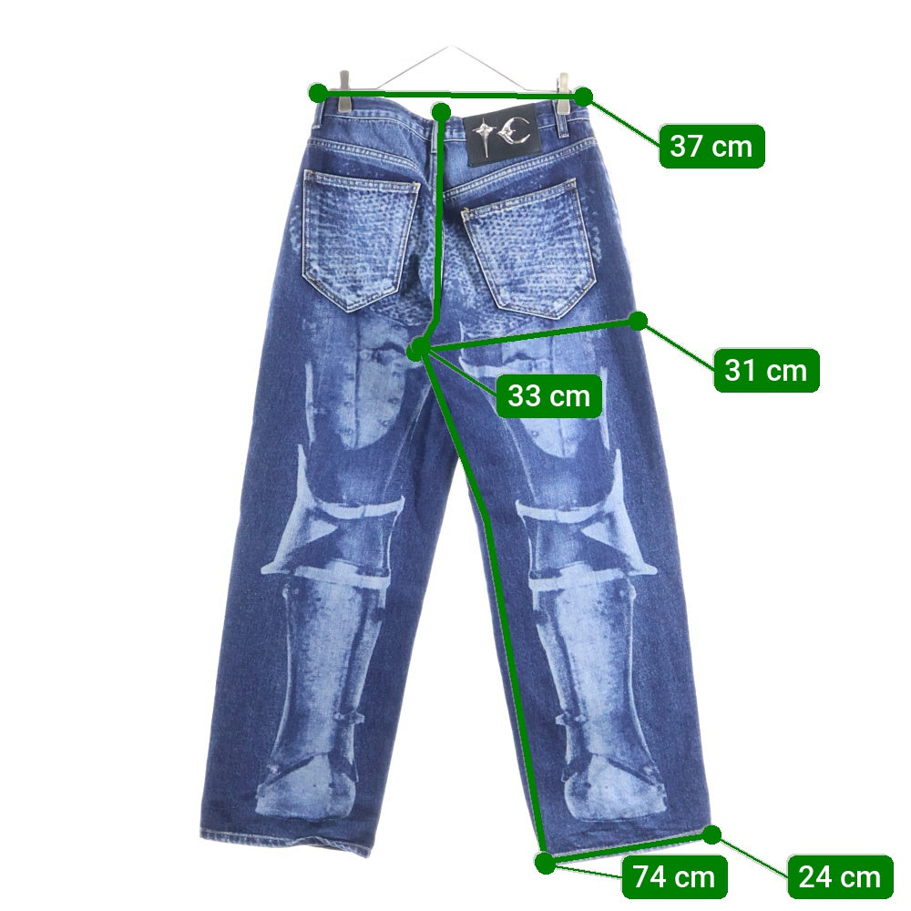 THUG CLUB(サグクラブ) 両面プリント デニムパンツ インディゴ