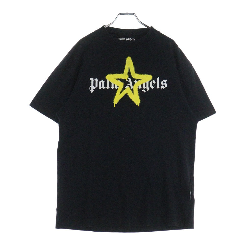 Palm Angels(パームエンジェルス) STAR SPRAYED T-SHIRT PMAA001C99JER024 ロゴプリント 半袖Tシャツ カットソー ブラック