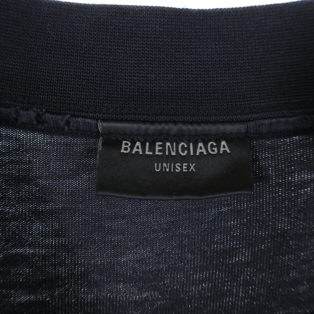 BALENCIAGA(バレンシアガ) 24SS SEE NOW BUY NOW TEE 787358 TQVE8 ダメージ加工 プリント クルーネック 半袖Tシャツ カットソー ブラック