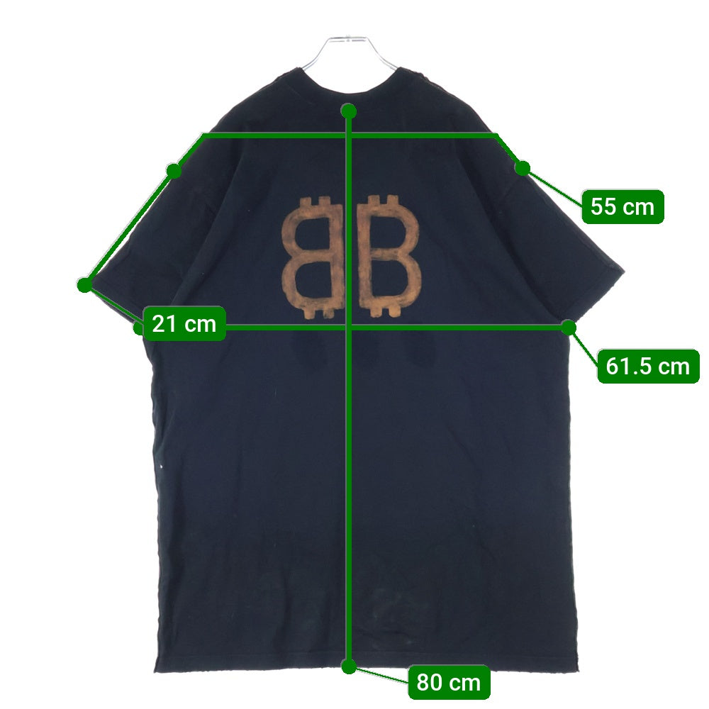 BALENCIAGA(バレンシアガ) 24SS PARIS MOON Double Front 791615 TQVY2 USED加工 パリ ムーン オーバーサイズ半袖Tシャツ カットソー ブラック