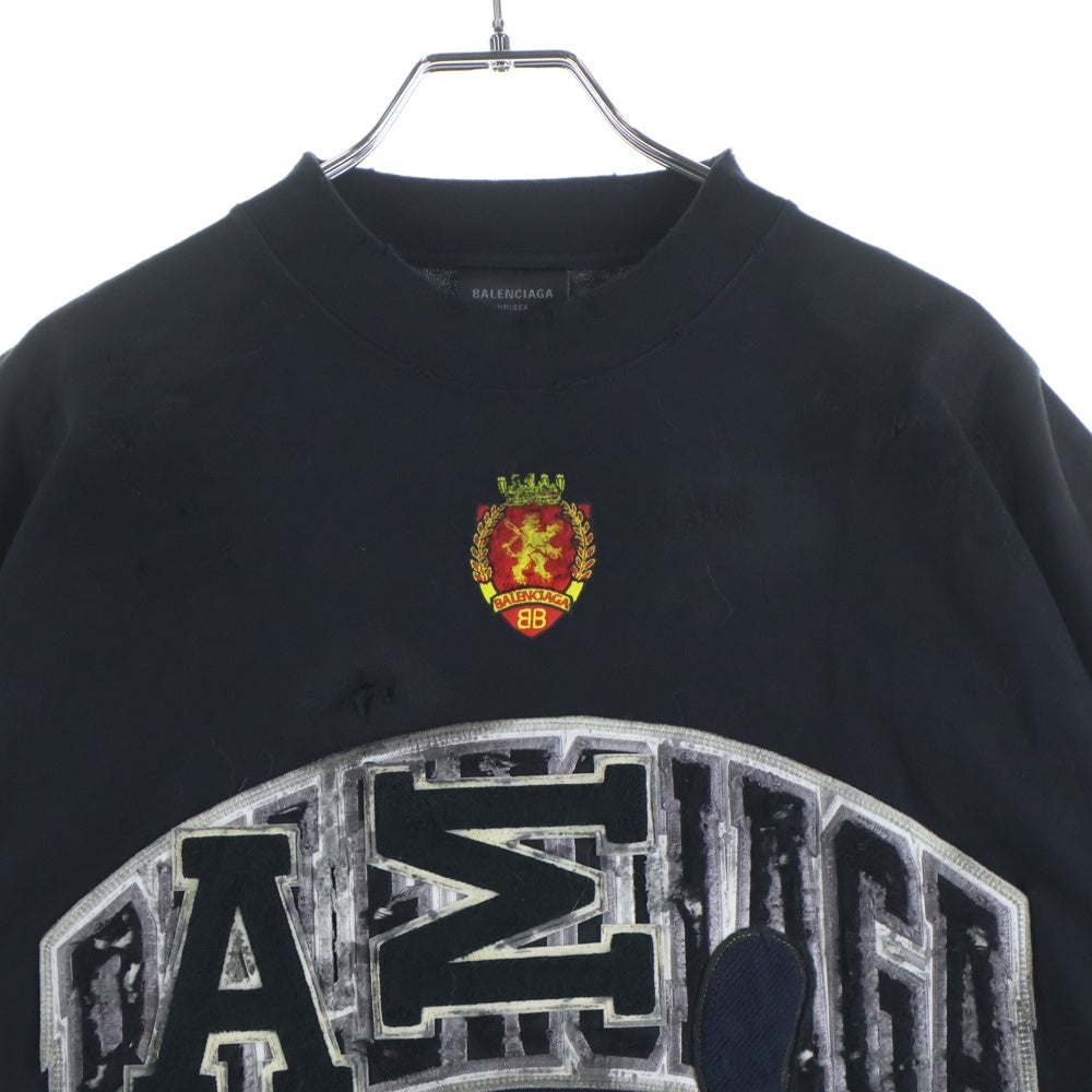 BALENCIAGA(バレンシアガ) 23AW Off Shore Oversized T-shirt 739028 TPVM8 ヴィンテージ加工 オーバーサイズド 半袖Tシャツ カットソー チャコールグレー