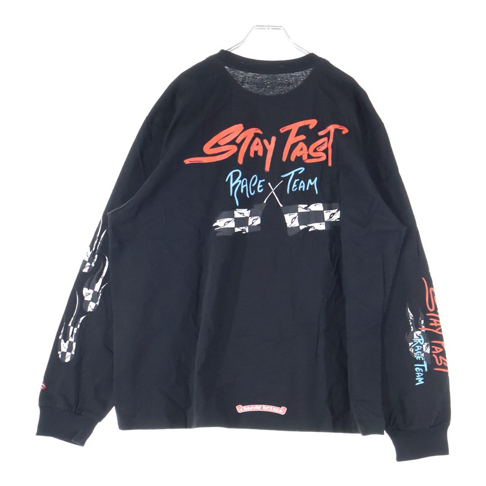 CHROME HEARTS(クロムハーツ) ×MATTY BOY STAYFAST RACE TEAM SWEAT グラフィックプリント クルーネック 長袖Tシャツ ブラック