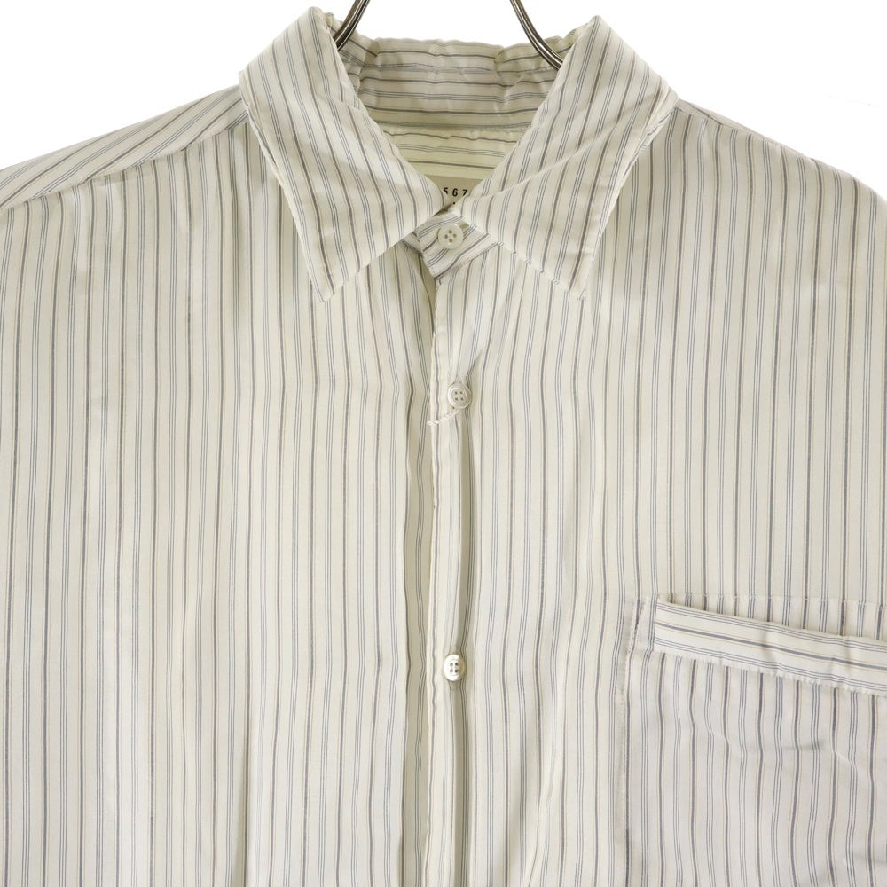 Maison Martin Margiela(メゾンマルタンマルジェラ) 19AW OVERSIZED PADDED SHIRT S50DL0396 オーバーサイズ 中綿ストライプシャツジャケット ホワイト