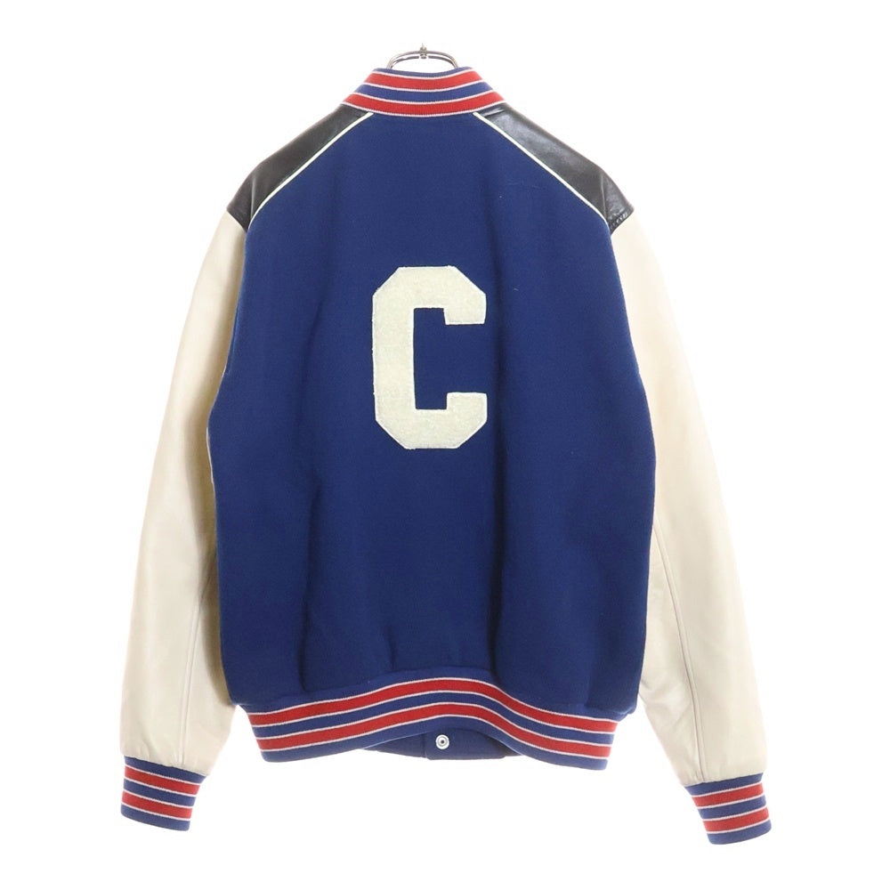 CELINE(セリーヌ) 22SS Classic Wool Teddy Jacket Cワッペンロゴ クラシックウール テディジャケット ブルー/ホワイト 2V56D896C