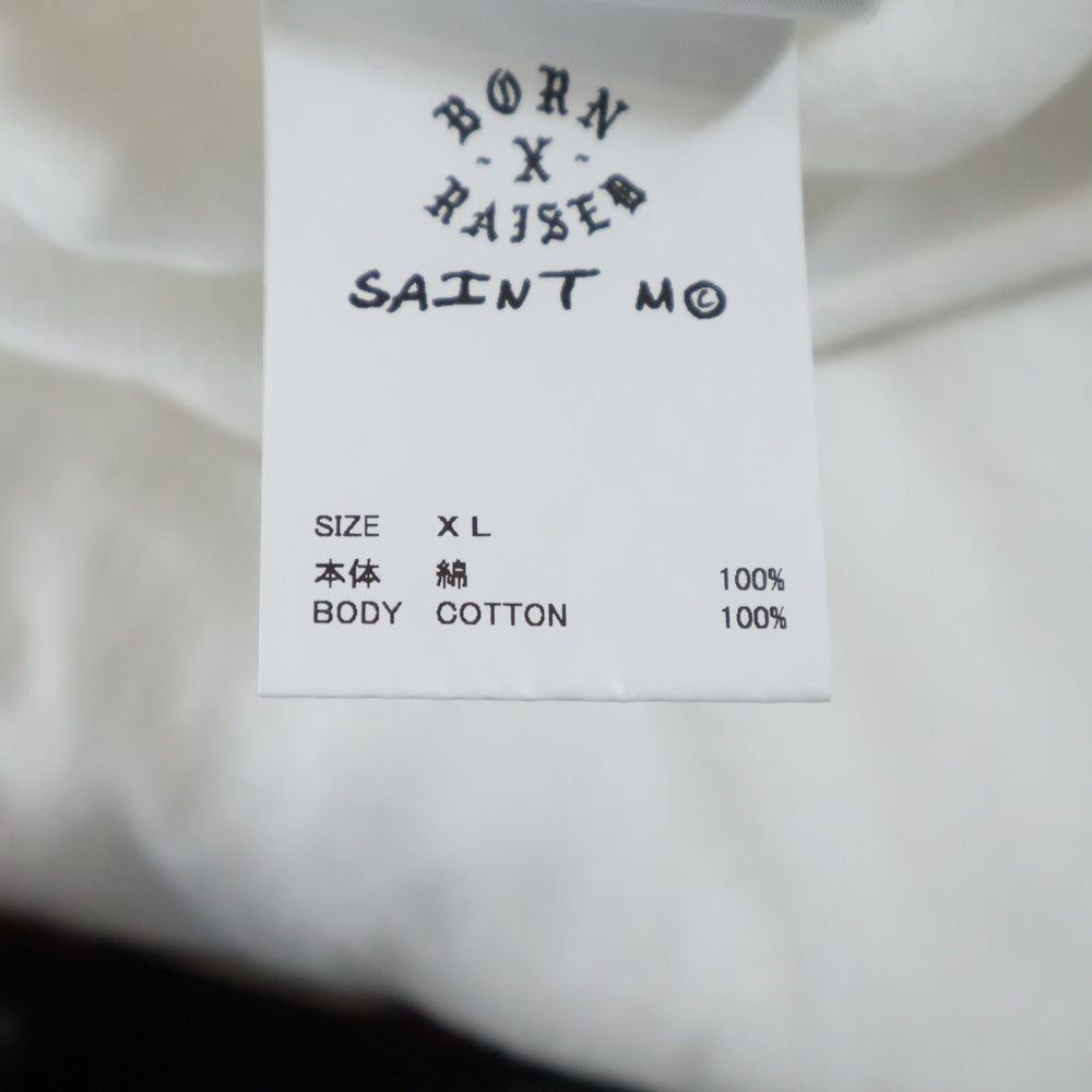 SAINT MICHAEL(セントマイケル) BR_LS TEE ボーンレイズ フロントプリント長袖カットソー SM-YS8-0000-C09 ホワイト