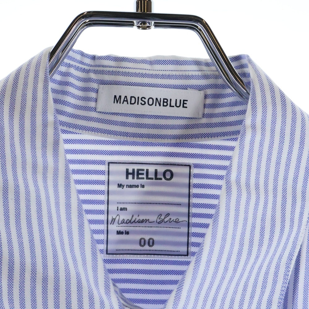 MADISONBLUE(マディソンブルー) 刺繍 ストライプ 長袖シャツ ブルー/ホワイト レディース MB201-4032