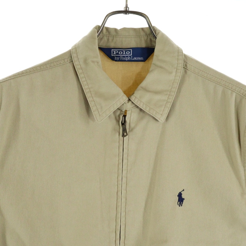 POLO RALPH LAUREN(ポロラルフローレン) 90s 刺繍 ジップアップ スイングトップ ジャケット ベージュ JR-RL-SM0711