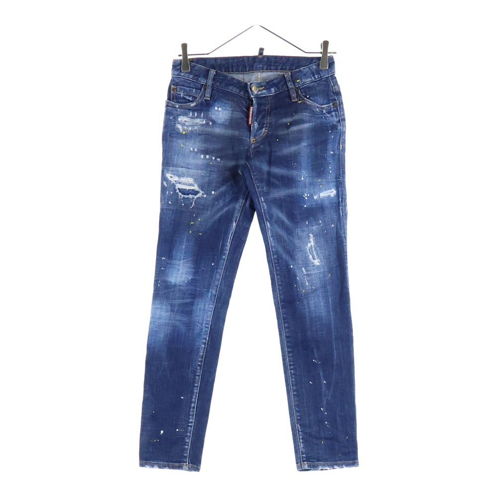 DSQUARED2(ディースクエアード) 19SS Jennifer Crop ジェニファー クロップ ダメージ加工 デニムパンツ インディゴ レディース S72LB0206