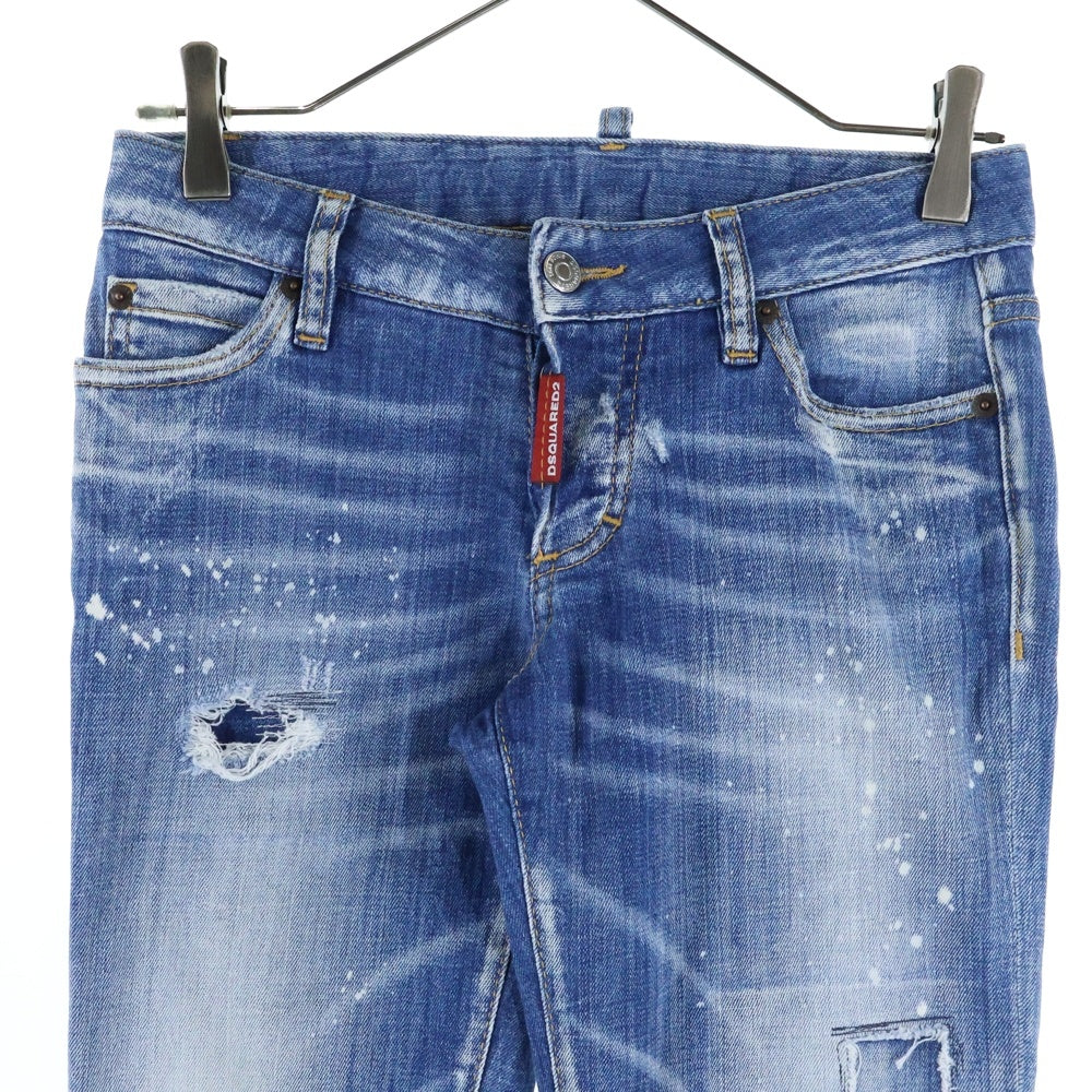 DSQUARED2(ディースクエアード) Jennifer Jean ジェニファージーンズ スキニー ダメージ加工 デニムパンツ レディース インディゴ S75LB0282p