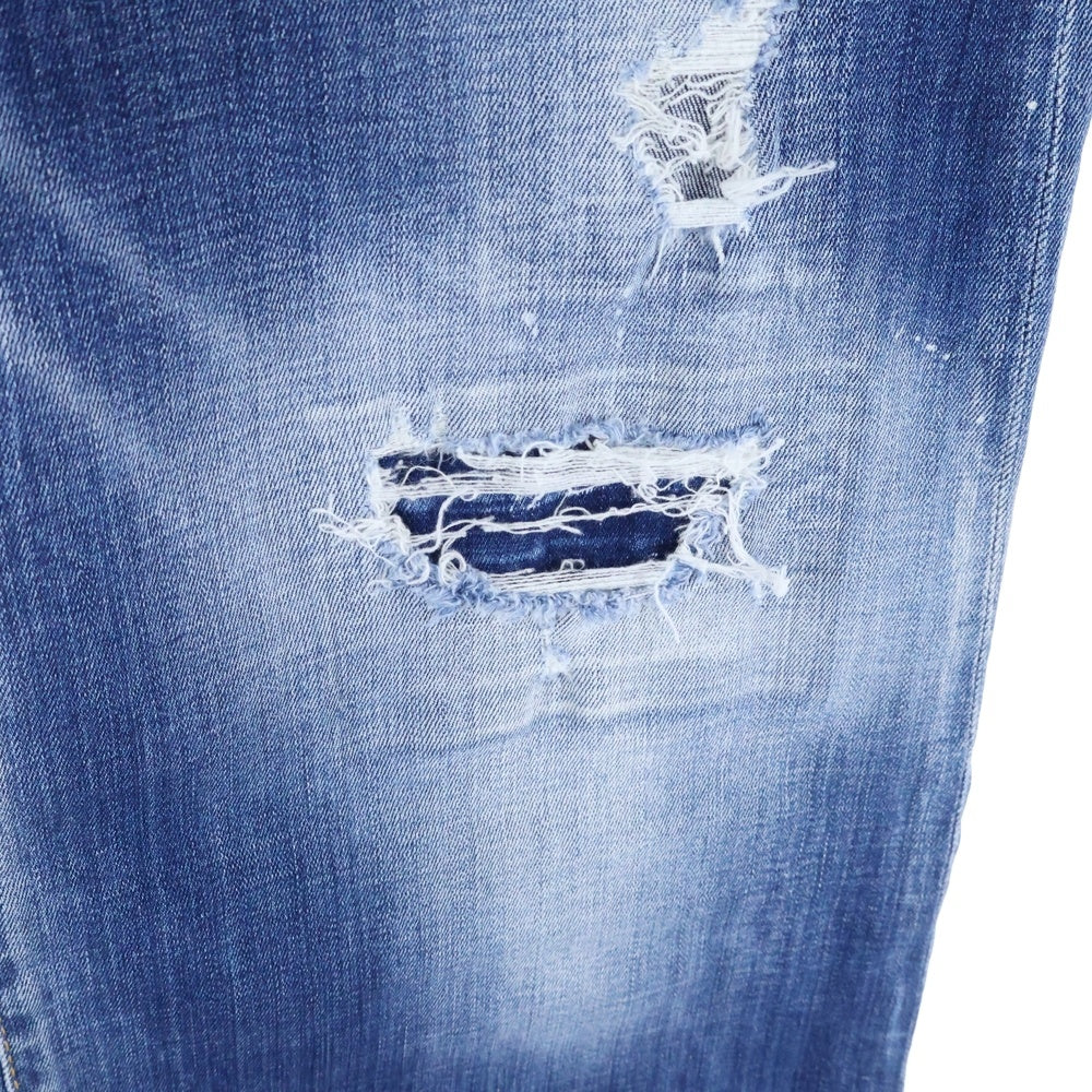 DSQUARED2(ディースクエアード) 21AW Page Jean ページジーンズ ワイドパンツ ダメージ加工 レディース インディゴ S72LB0452