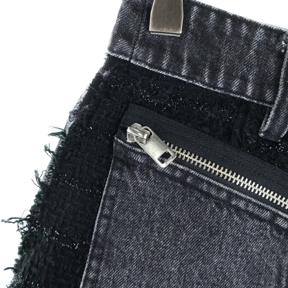 DIESEL(ディーゼル) 切り替えデニム ブークレニット ラメ ミニスカート レディース ブラック DIE-L-S-D4-061