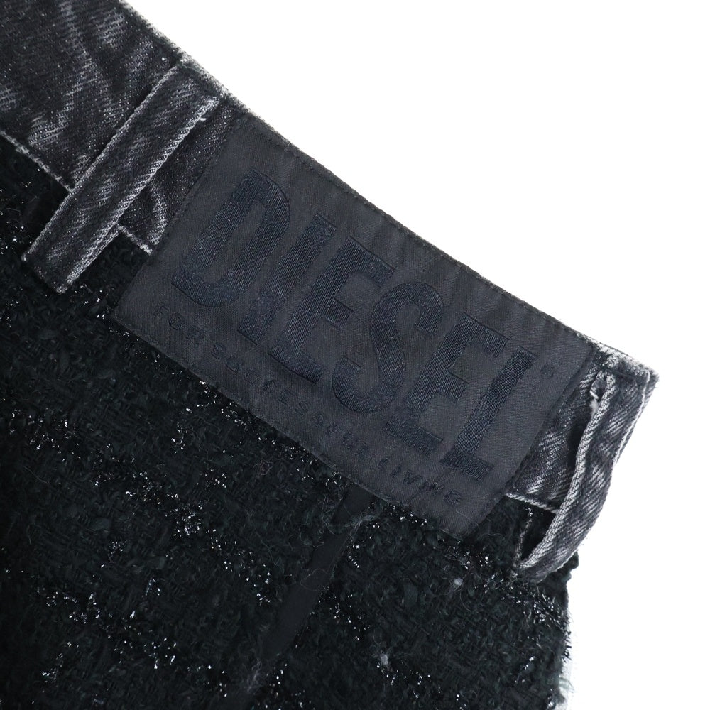 DIESEL(ディーゼル) 切り替えデニム ブークレニット ラメ ミニスカート レディース ブラック DIE-L-S-D4-061
