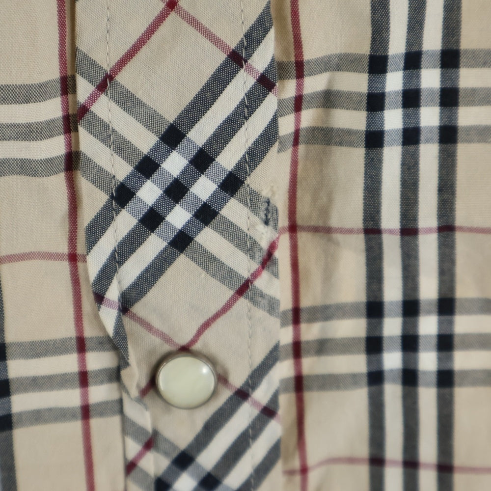 BURBERRY BLUE LABEL(バーバリーブルーレーベル) 刺繍 チェック 長袖シャツ ベージュ レディース FE575-536-43