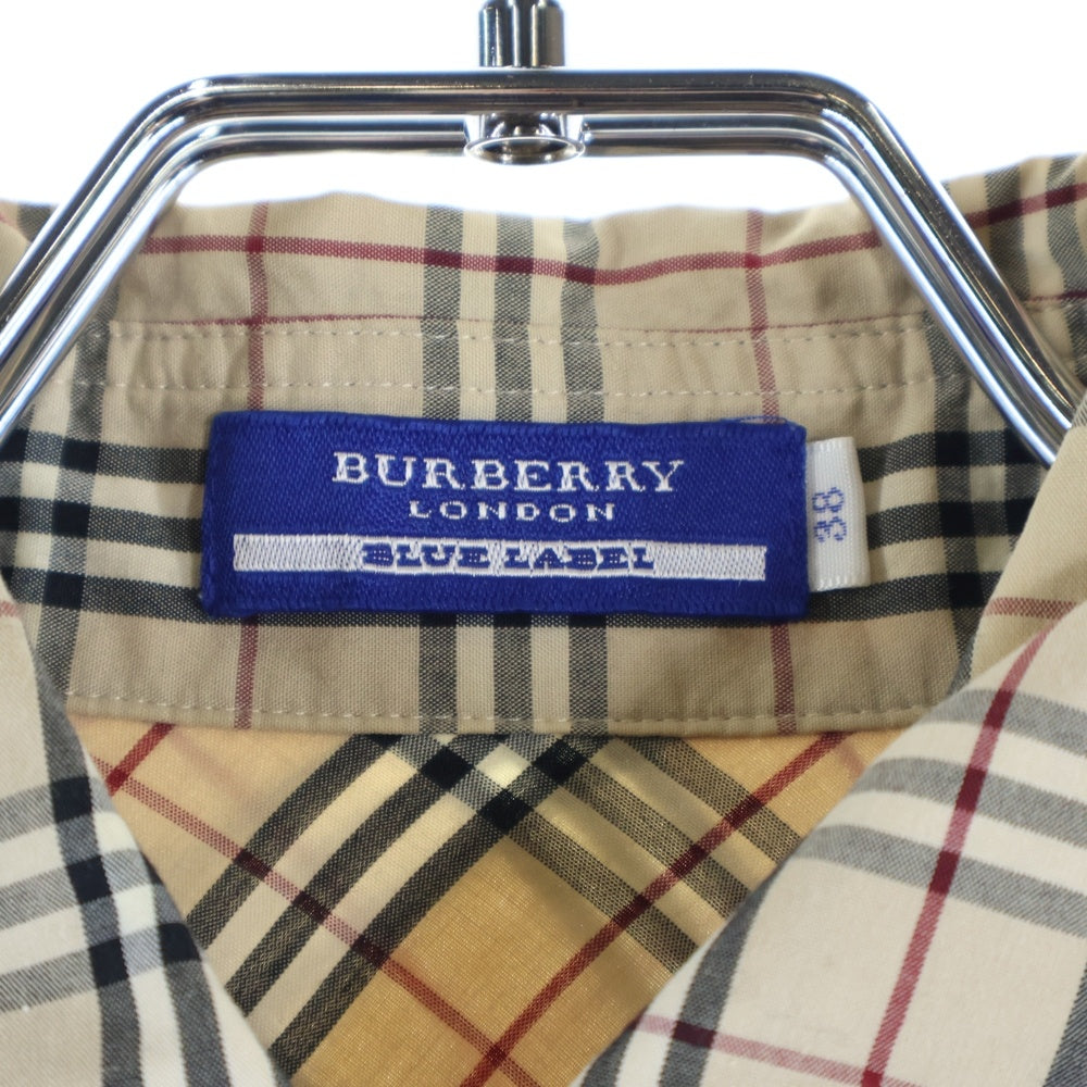 BURBERRY BLUE LABEL(バーバリーブルーレーベル) 刺繍 チェック 長袖シャツ ベージュ レディース FE575-536-43