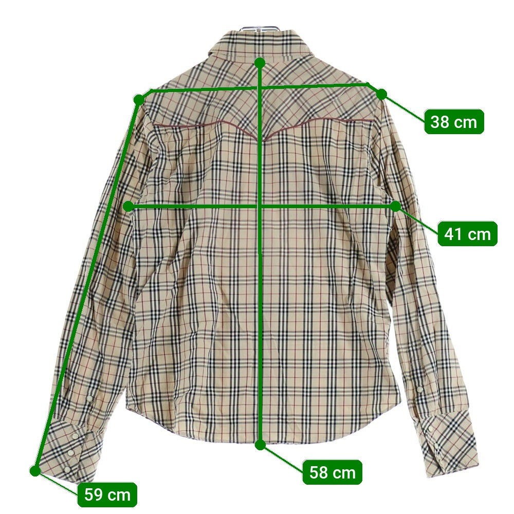 BURBERRY BLUE LABEL(バーバリーブルーレーベル) 刺繍 チェック 長袖シャツ ベージュ レディース FE575-536-43