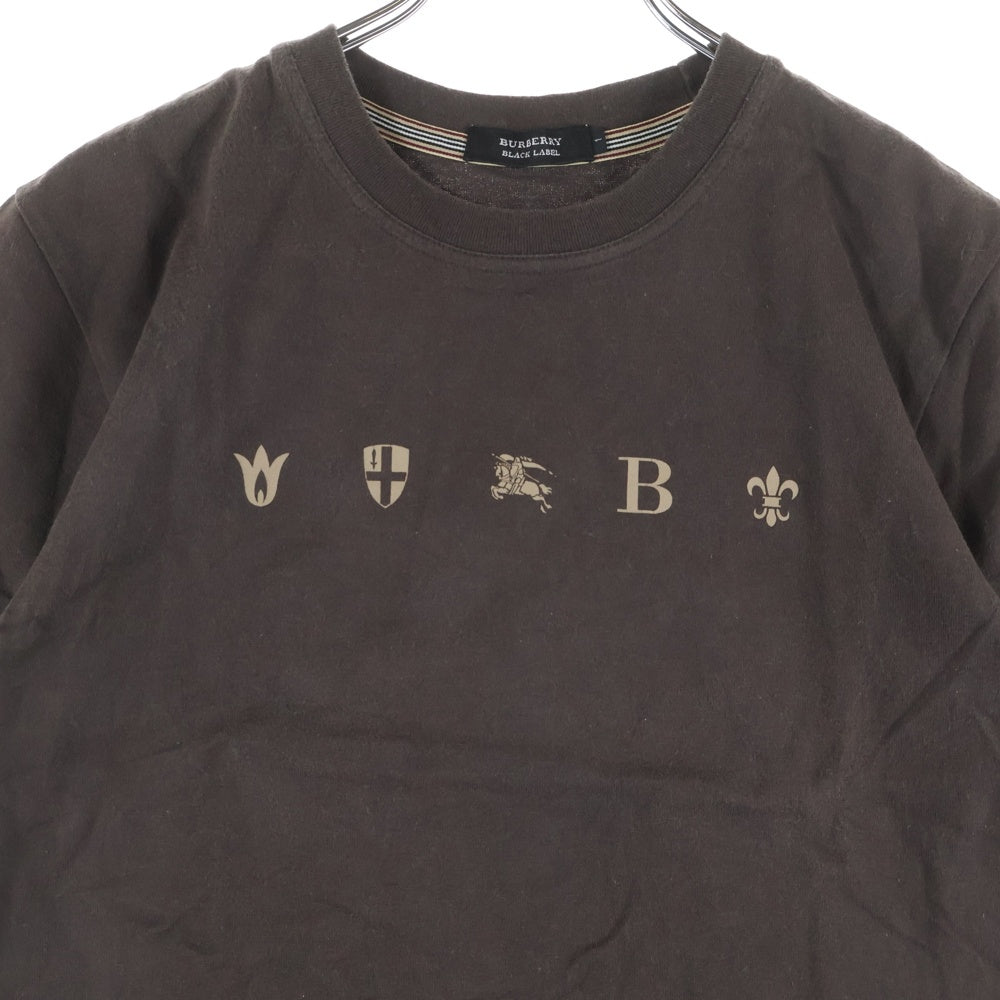 BURBERRY BLACK LABEL(バーバリー ブラックレーベル) ロゴプリント クルーネック 半袖Tシャツ ブラウン レディース BMV50-226-57