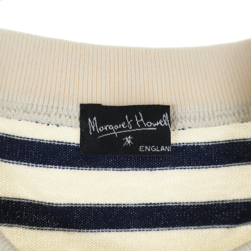 MARGARET HOWELL(マーガレットハウエル) ボーダー 半袖Tシャツ カットソー ホワイト/ネイビー レディース