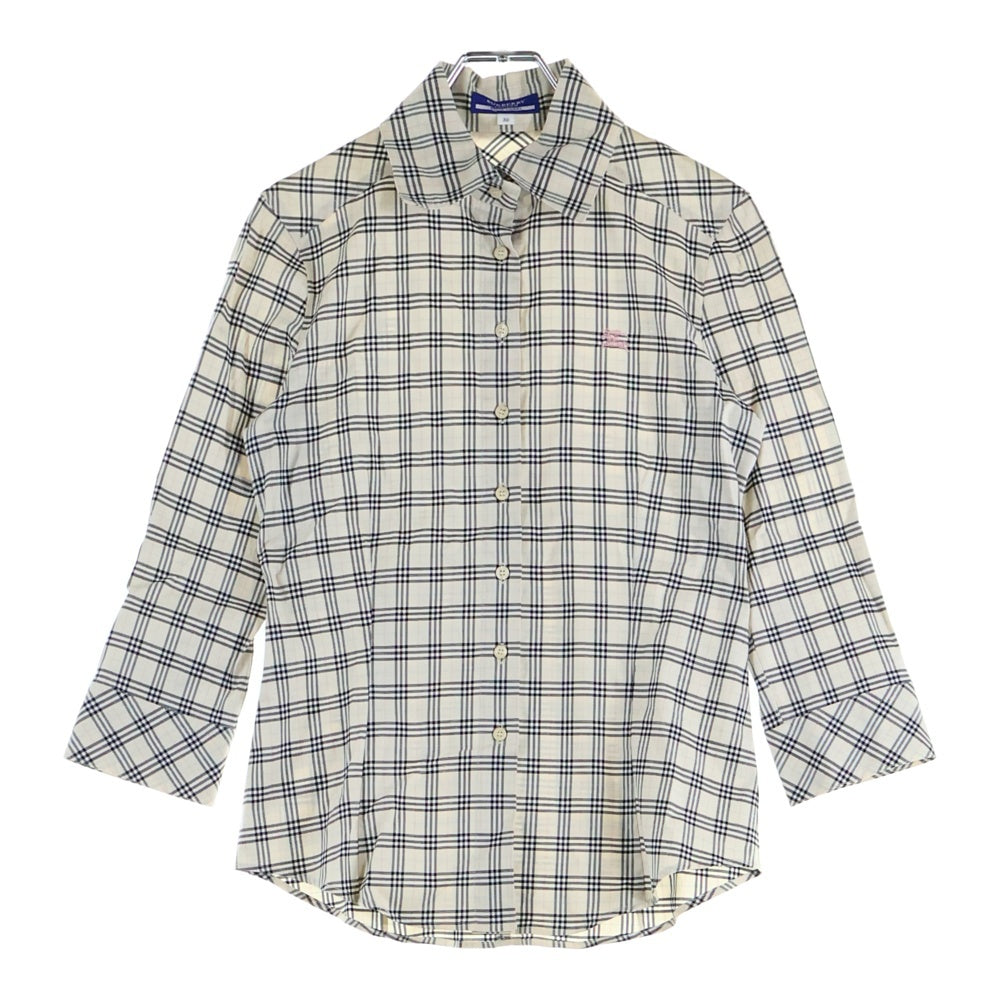 BURBERRY BLUE LABEL(バーバリーブルーレーベル) 刺繍 チェック 長袖シャツ ベージュ レディース FEF03-170-03