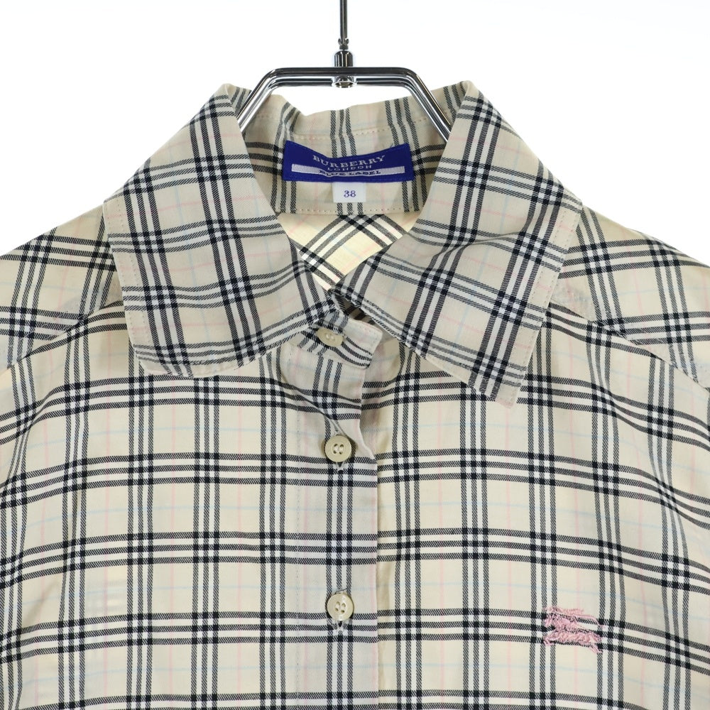 BURBERRY BLUE LABEL(バーバリーブルーレーベル) 刺繍 チェック 長袖シャツ ベージュ レディース FEF03-170-03