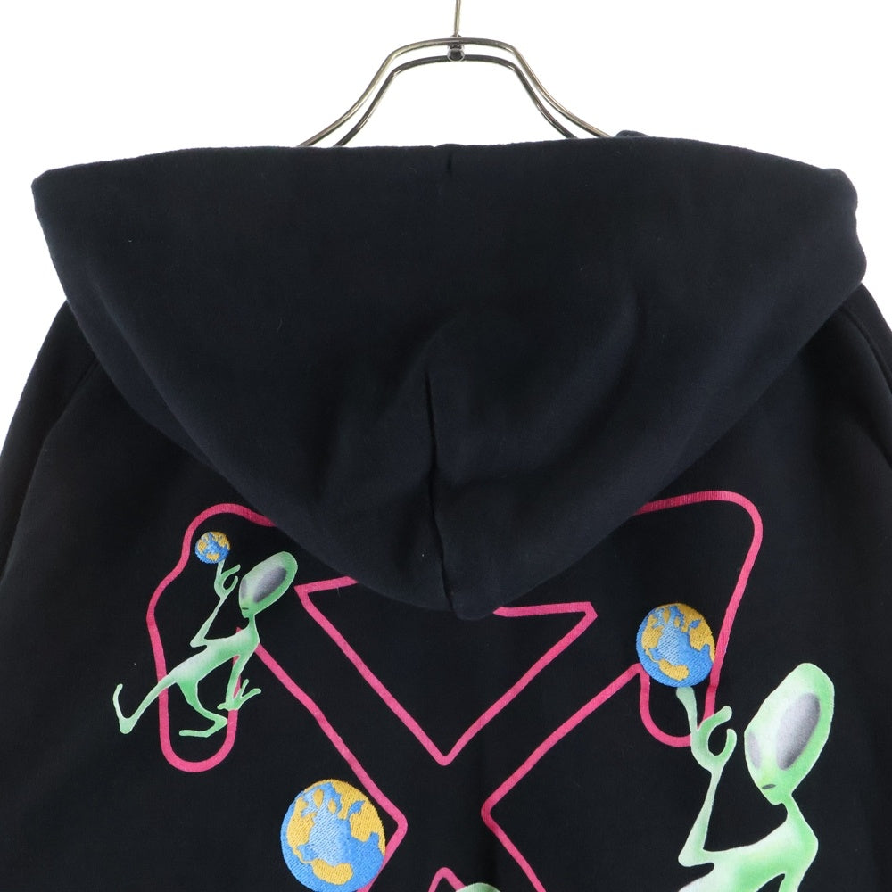 OFF-WHITE(オフホワイト) Alien Arrow Skate エイリアンプリントプルオーバーパーカー OMBB085F22FLE016 ブラック