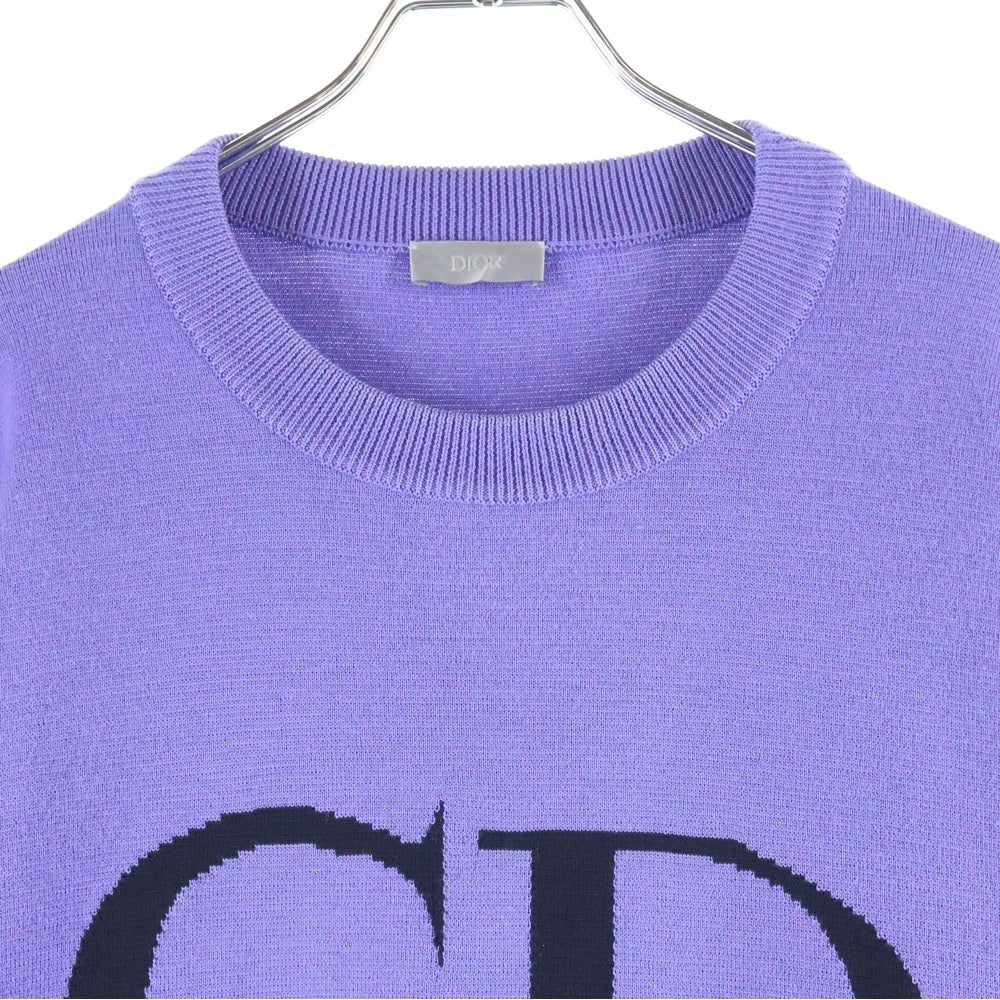 DIOR(ディオール) 21SS CDロゴ 素材切替サイドジップニットセーター ナイロン ウール パープル/ブラック