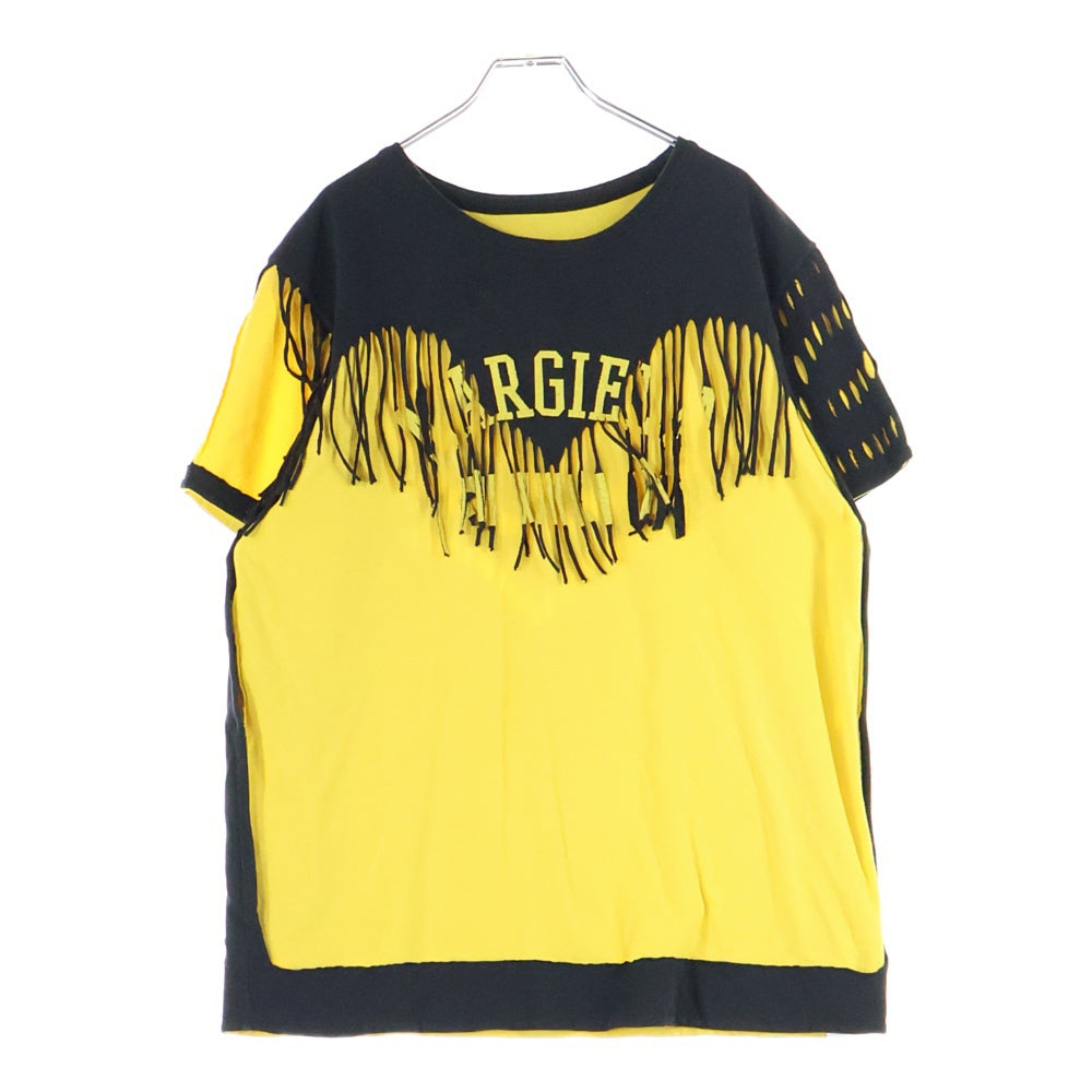 Maison Martin Margiela(メゾンマルタンマルジェラ) 白タグ フリンジ半袖Tシャツ 半袖カットソー ブラック/イエロー